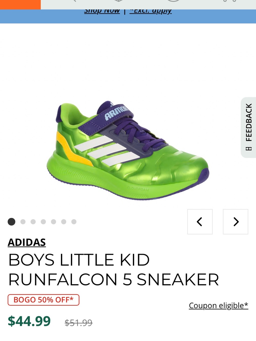 adidas Kids Green/Purple/White Athletic Sneaker